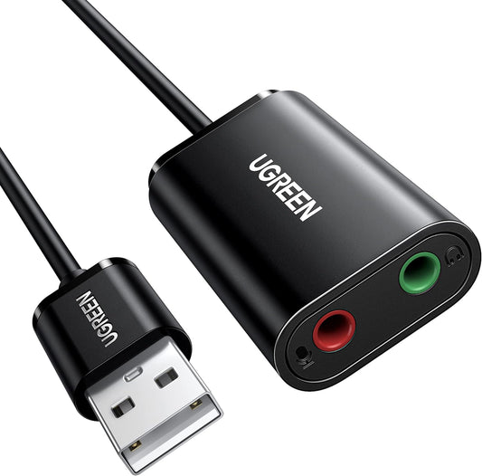 Placa de sunet USB UGREEN US205, 2 x Jack 3.5mm, Negru