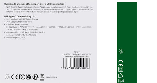 Placa Retea UGREEN US236, RJ45, USB-C, Negru