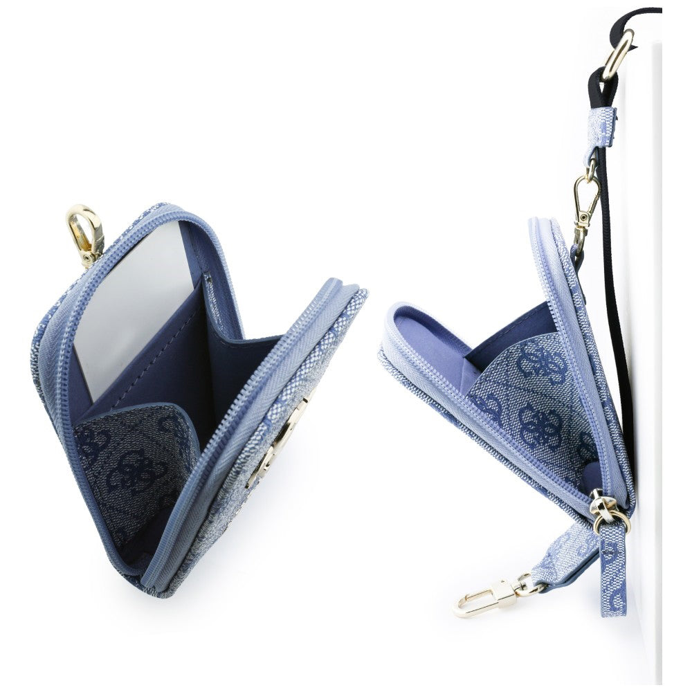 Portofel si Snur Telefon Guess 4G Metal Logo, Albastru