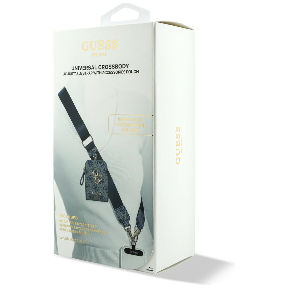Portofel si Snur Telefon Guess 4G Metal Logo, Albastru