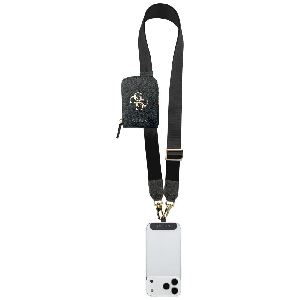 Portofel si Snur Telefon Guess 4G Metal Logo, Negru