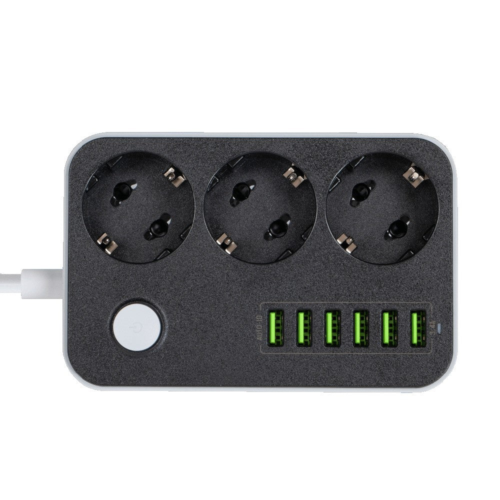 Prelungitor ColorWay, 3 x Schuko - 6 x USB-A, Negru