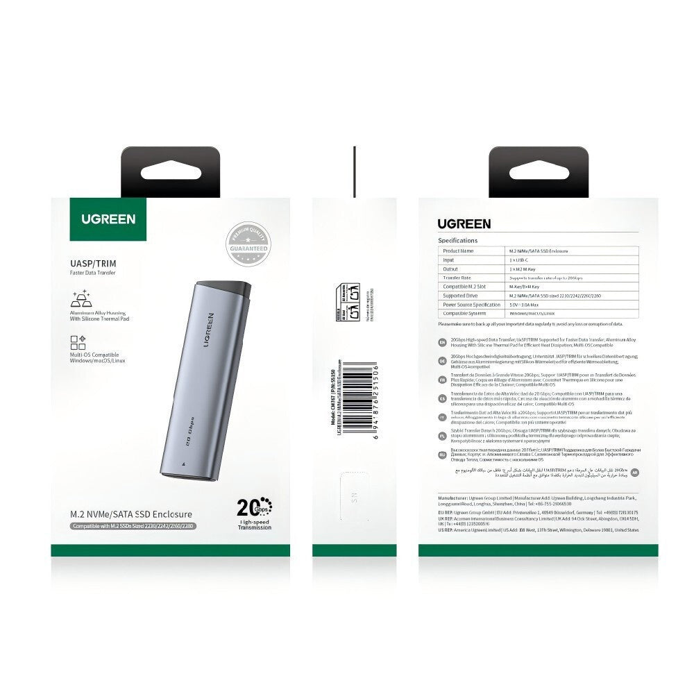 Rack UGREEN CM767 (55150) pentru SSD M.2 NVMe, Gri