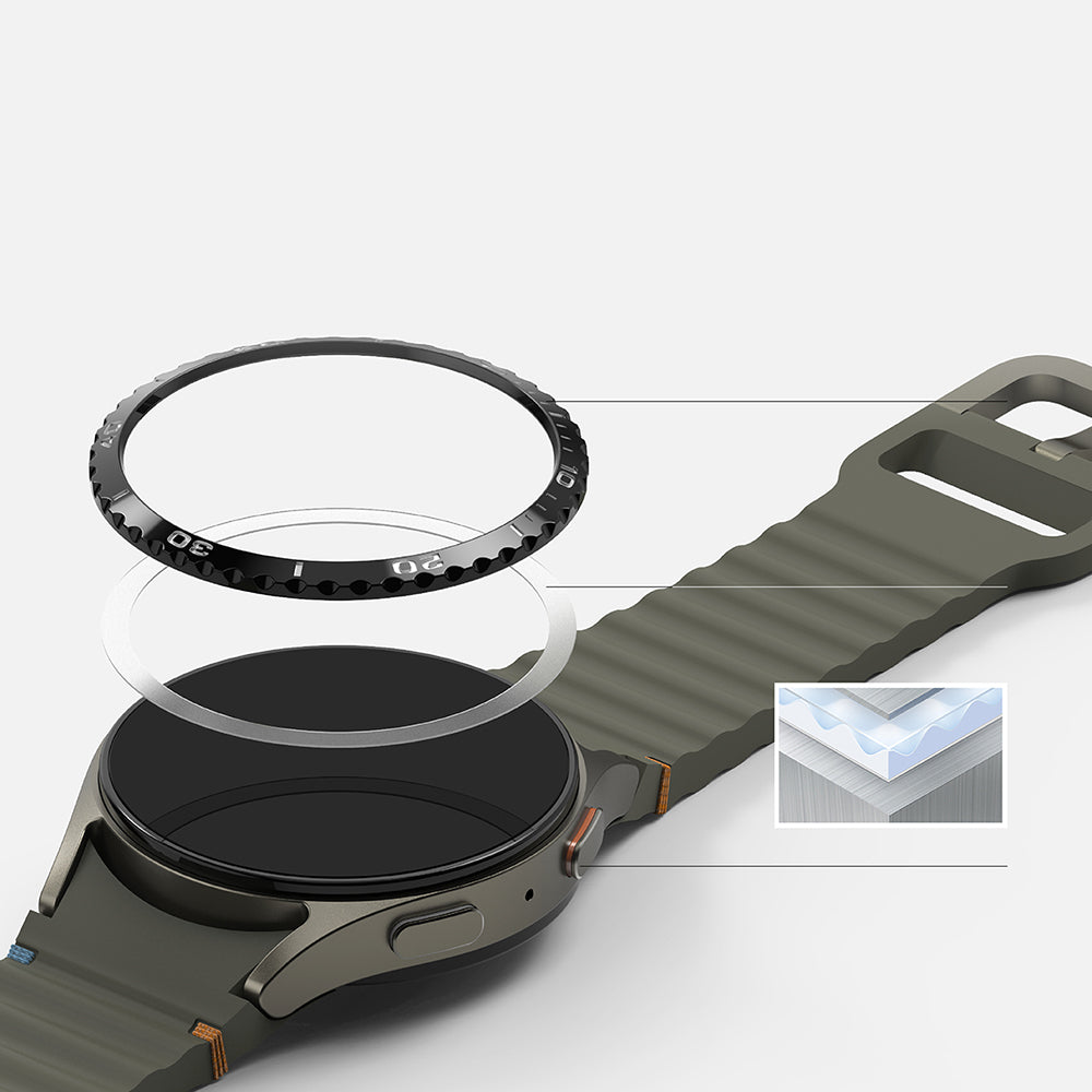 Rama Protectie Ringke Styling pentru Samsung Galaxy Watch7 40mm, Model 6, Neagra