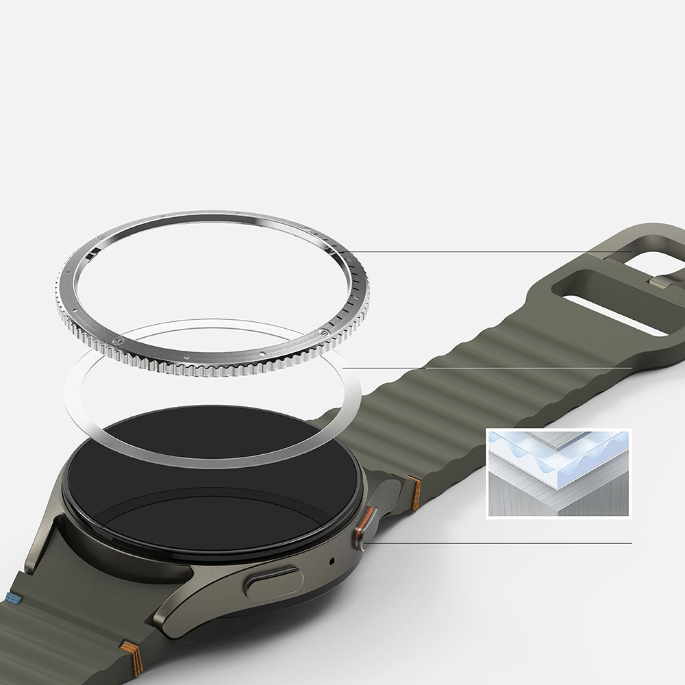 Rama Protectie Ringke Styling pentru Samsung Galaxy Watch7 40mm, Model 7, Argintie