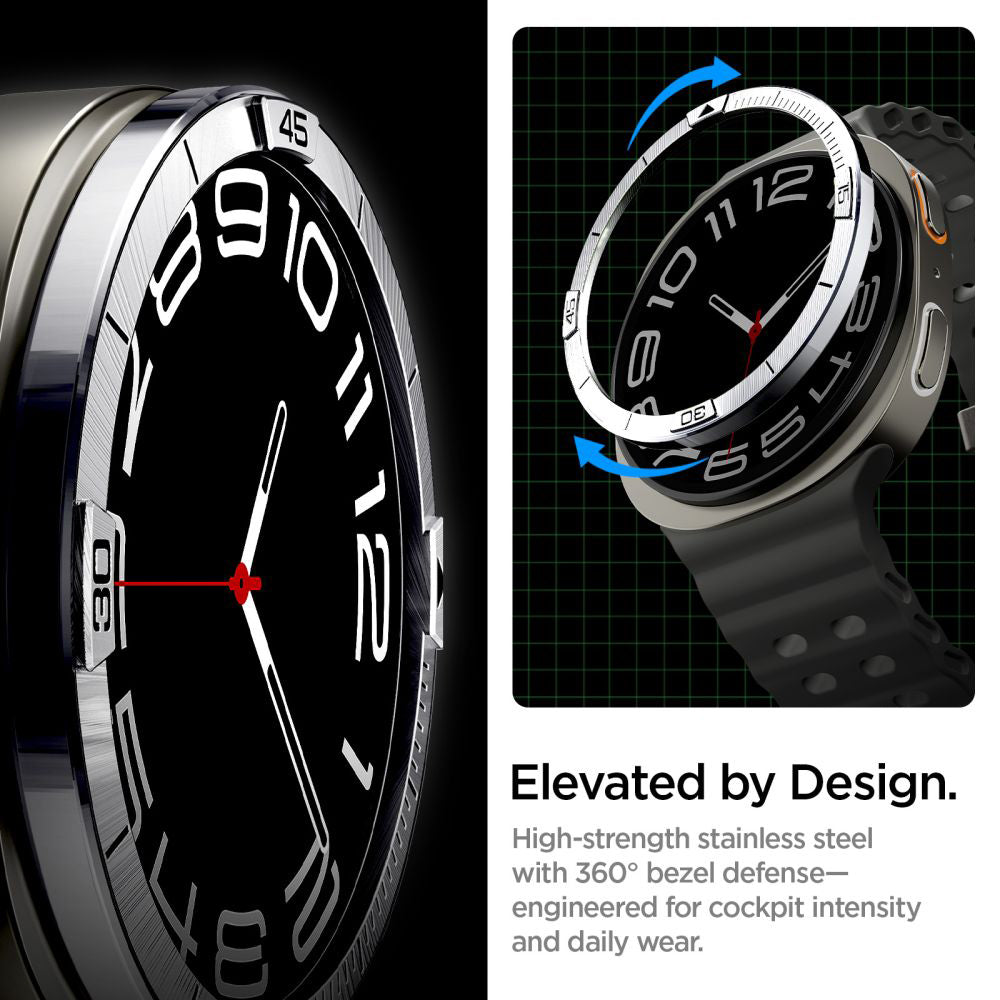 Rama Protectie Spigen Tune Pilot pentru Samsung Galaxy Watch8 44mm, Argintie ACS10009