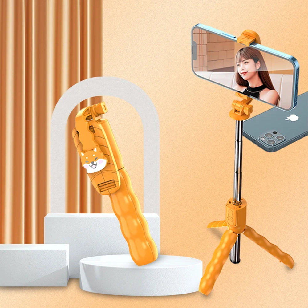 Selfie Stick Bluetooth Techsuit KT01, Universal, Portocaliu