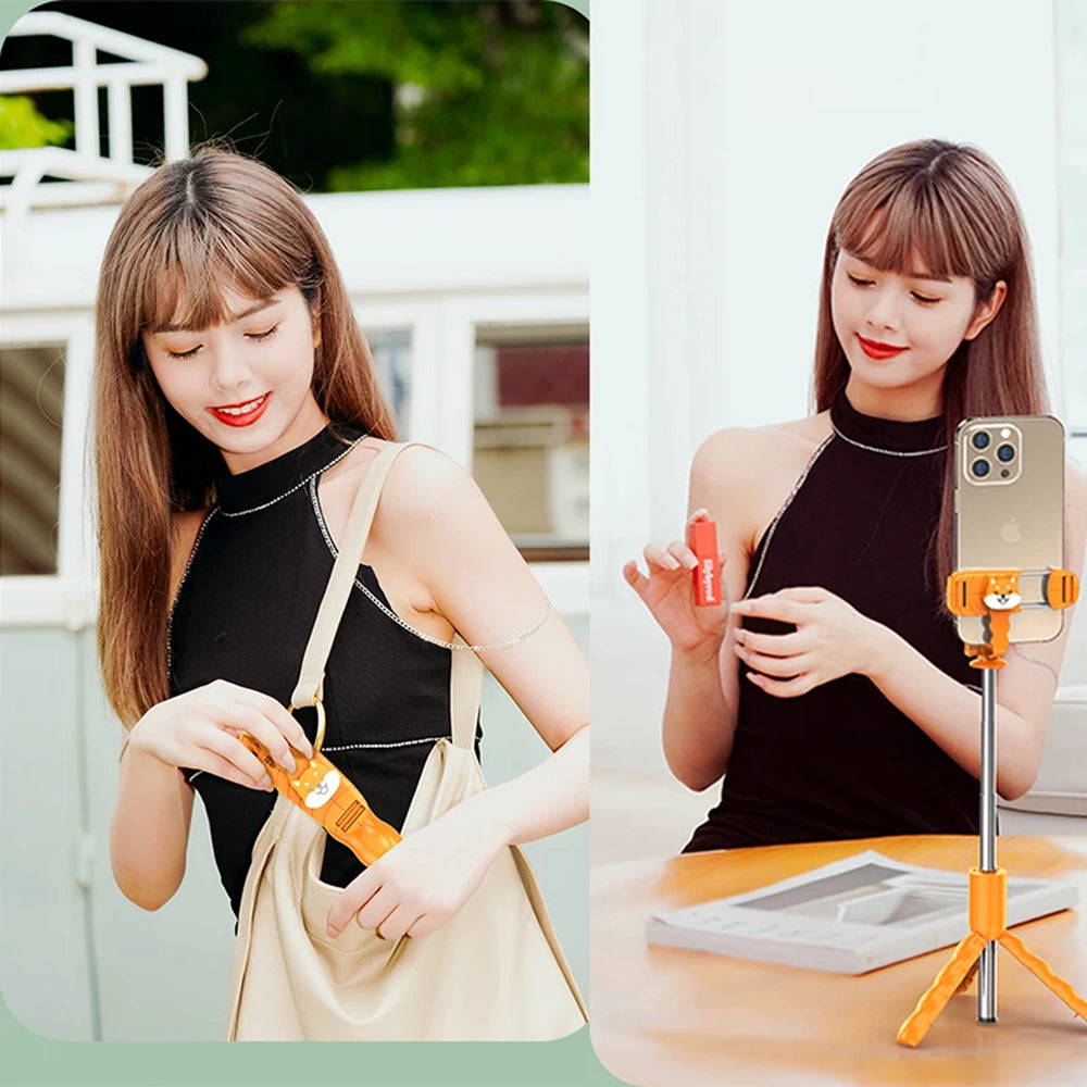 Selfie Stick Bluetooth Techsuit KT01, Universal, Portocaliu