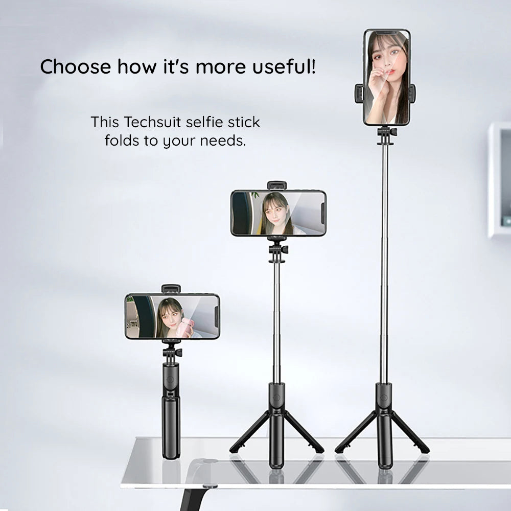 Selfie Stick Bluetooth Techsuit S03, Universal, Negru