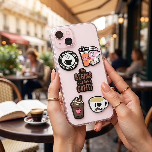 Sticker 3D OEM Coffee pentru Husa Telefon / Tableta, Set 5 bucati, Multicolor