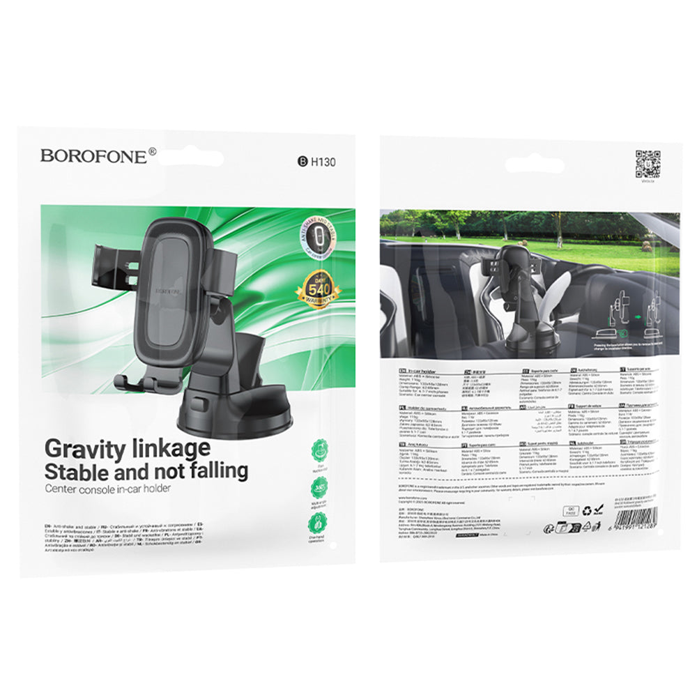 Suport Auto Borofone BH130 Follower Gravity, 6.1inch - 7inch, Negru