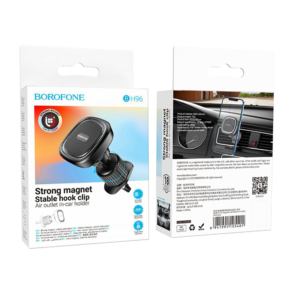 Suport Auto Magnetic Borofone BH96 Ice, Universal, Negru Gri