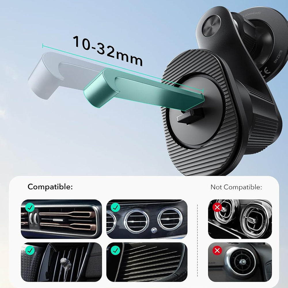 Suport Auto Magnetic ESR OmniLock Vent, Universal, Negru