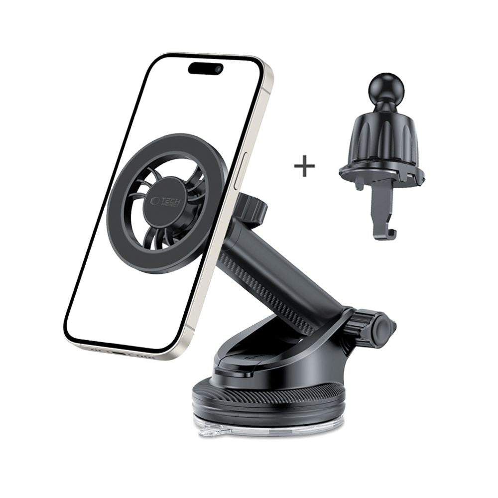 Suport Auto Magnetic Tech-Protect N56 2in1, Universal, Negru