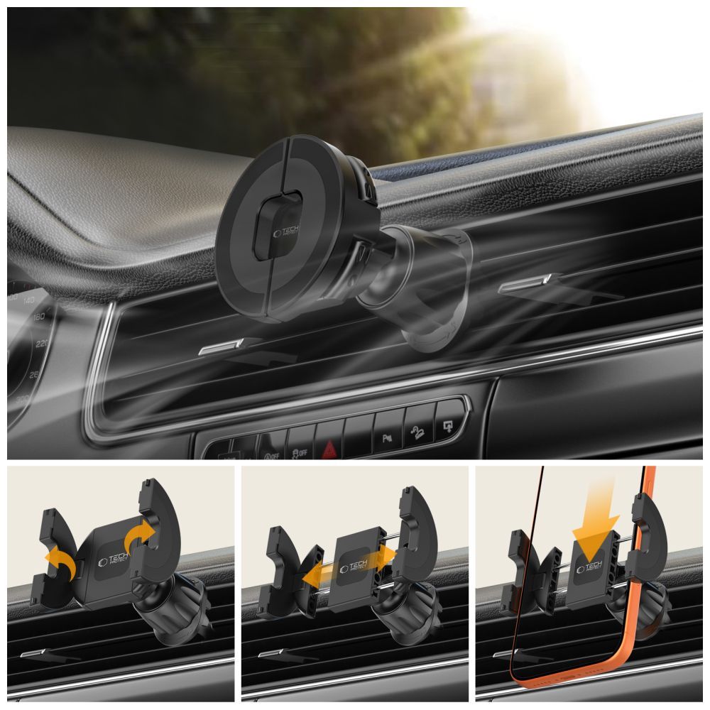 Suport Auto Magnetic Tech-Protect N62 2in1, Universal, Negru