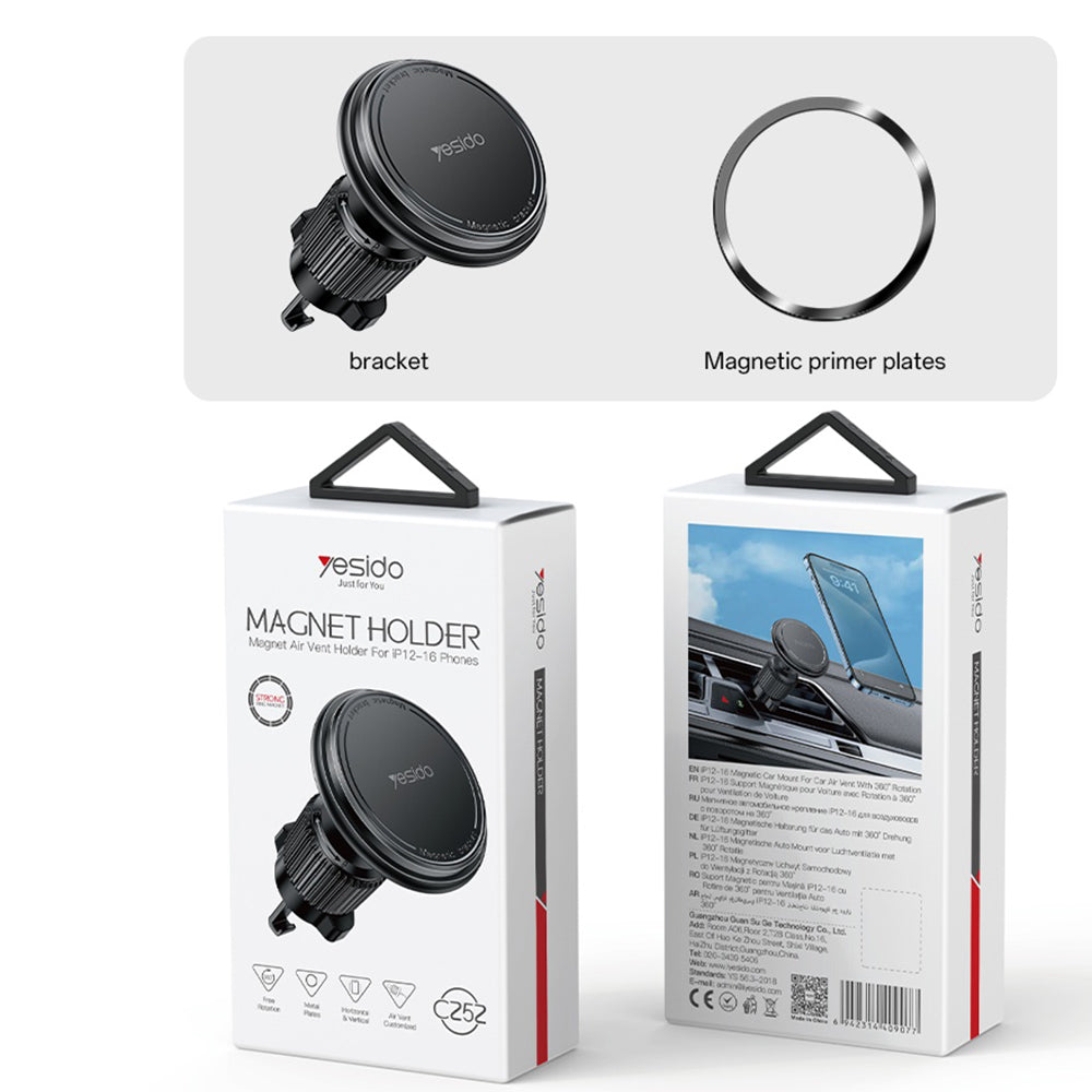 Suport Auto Magnetic Yesido C252, Universal, Negru