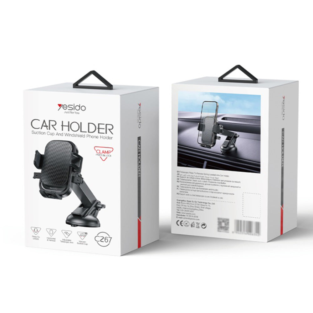 Suport Auto Yesido C267, 4.7inch - 7.2inch, Negru
