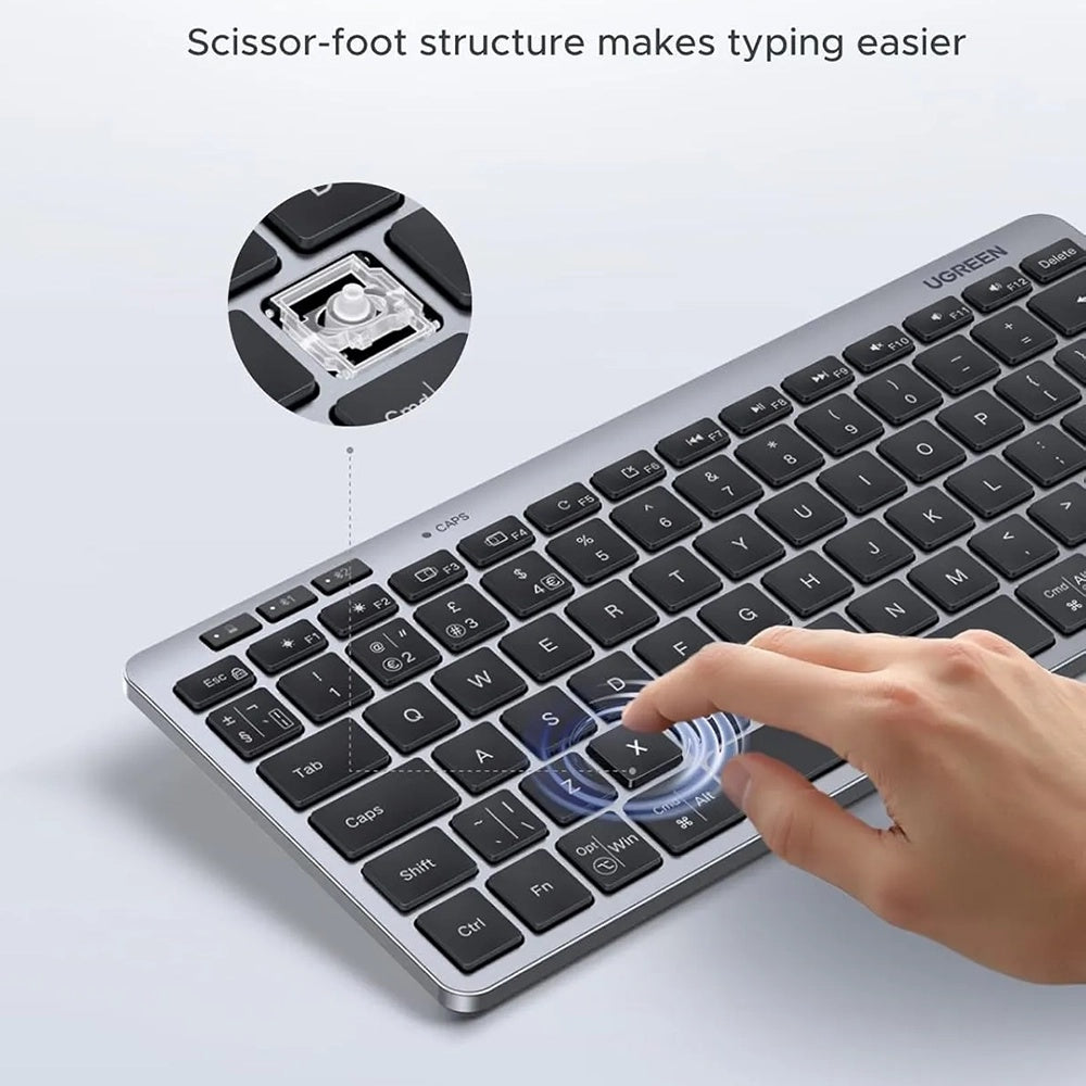 Tastatura Wireless UGREEN 75049, BT / Wi-Fi, Neagra