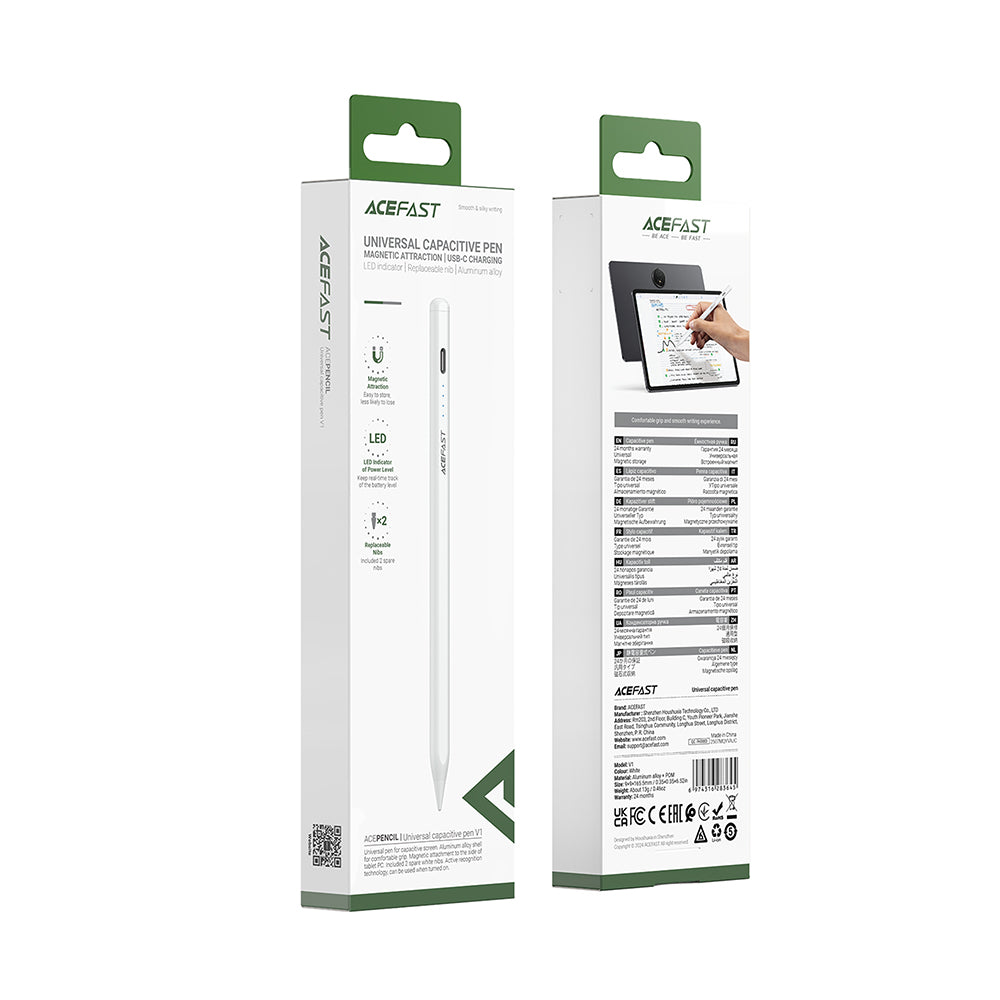 Touch Pen Acefast V1, Versiune Activ, Alb