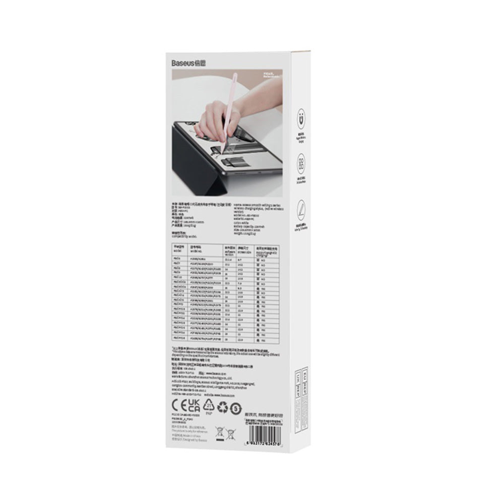 Touch Pen Baseus Smooth Writing 2 Series pentru Apple iPad, Versiune Wireless Activ, Roz SXBC080004