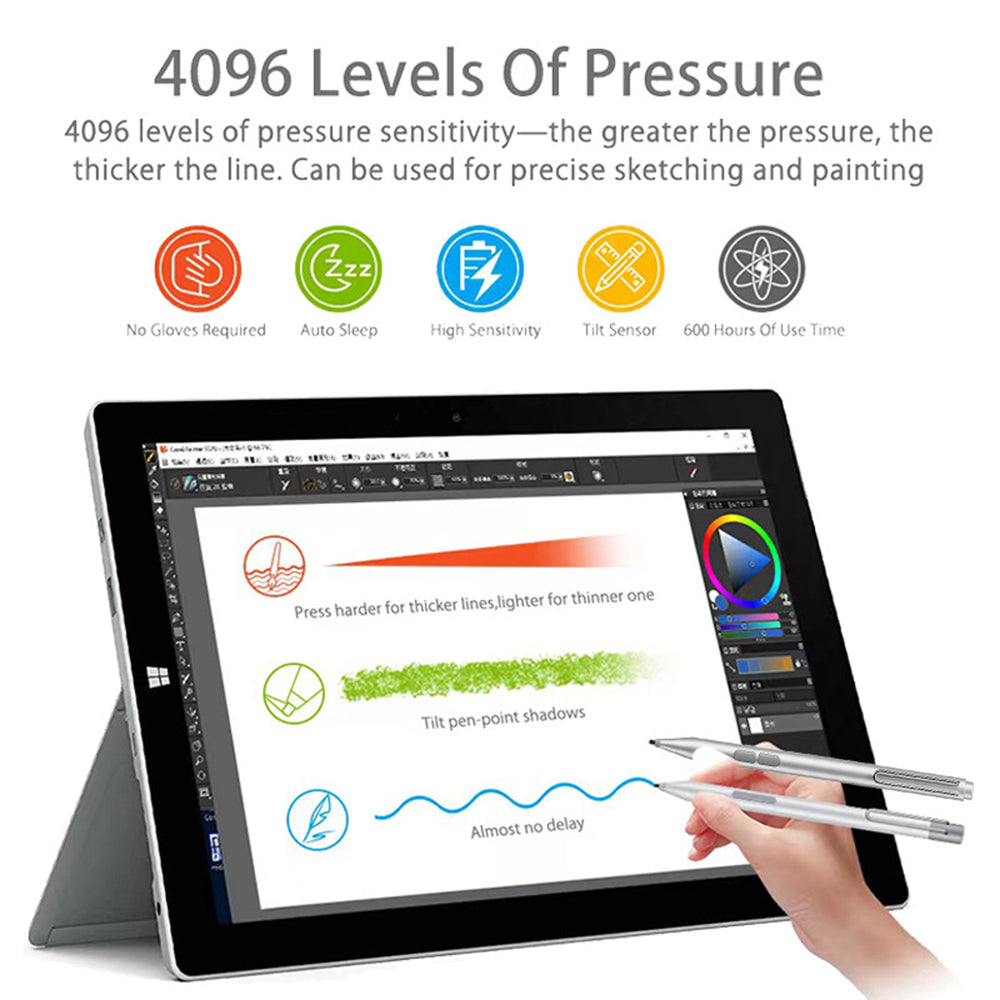 Touch Pen Techsuit F94S pentru Microsoft Surface / Asus Transformer / Zen / Vivobook / HP Envy / Pavilion / Spectre, Versiune Activ, Negru