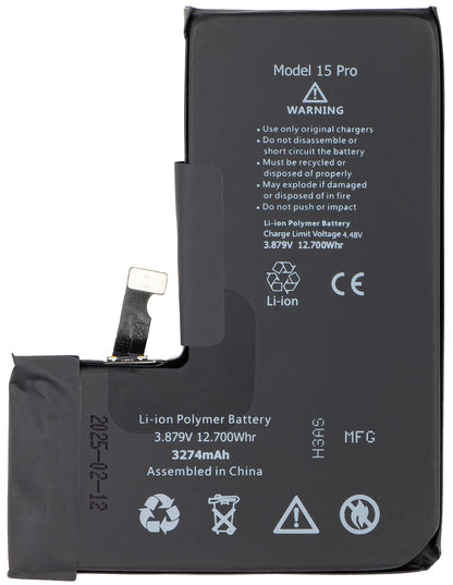 Acumulator Apple iPhone 15 Pro, cu integrare Banda Flex BMS (nu necesita sudare contacte)