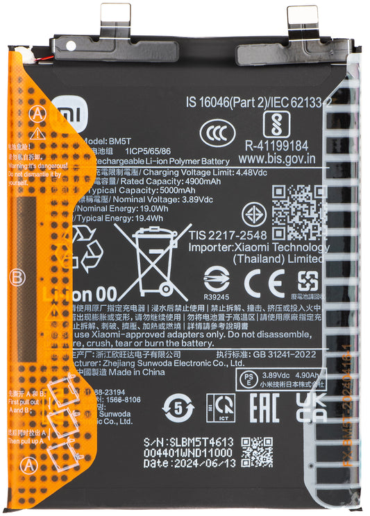 Acumulator Xiaomi 14T / 13T  / Poco X6 Pro / M6 Pro 4G / Redmi Note 13 Pro 4G, BM5T, Service Pack 1330102000122B