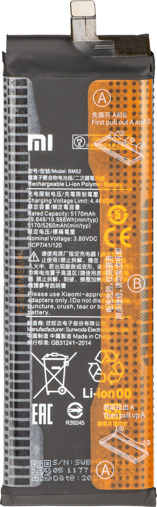 Acumulator Xiaomi Mi Note 10 Lite / 10 Pro / 10 / Mi CC9 Pro, BM52, Service Pack 46020000095Z