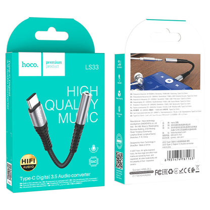 Adaptor Audio USB-C - 3.5mm HOCO LS33, Gri