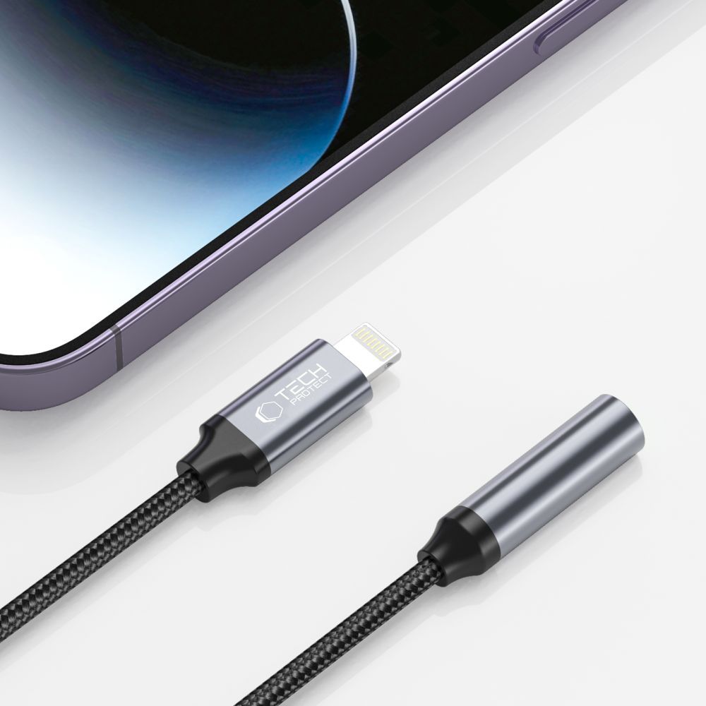 Adaptor Audio Lightning - 3.5mm Tech-Protect Ultraboost, Negru