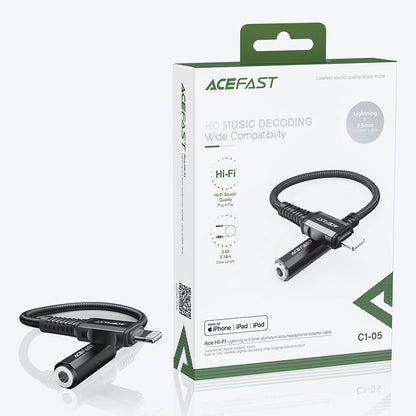Adaptor Audio Lightning - 3.5mm Acefast C1-05, Negru