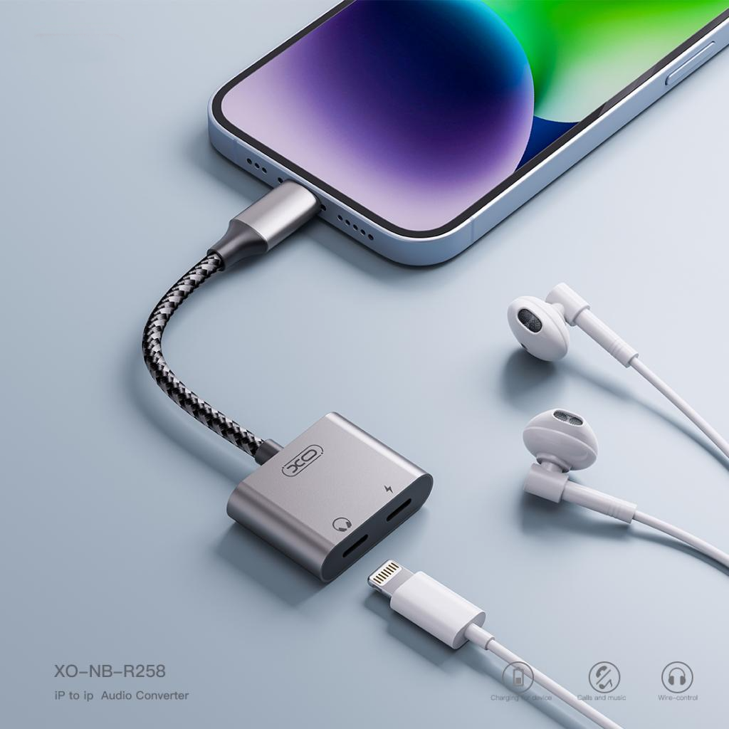 Adaptor Audio Lightning - 2 x Lightning XO Design NB-R258A, Gri