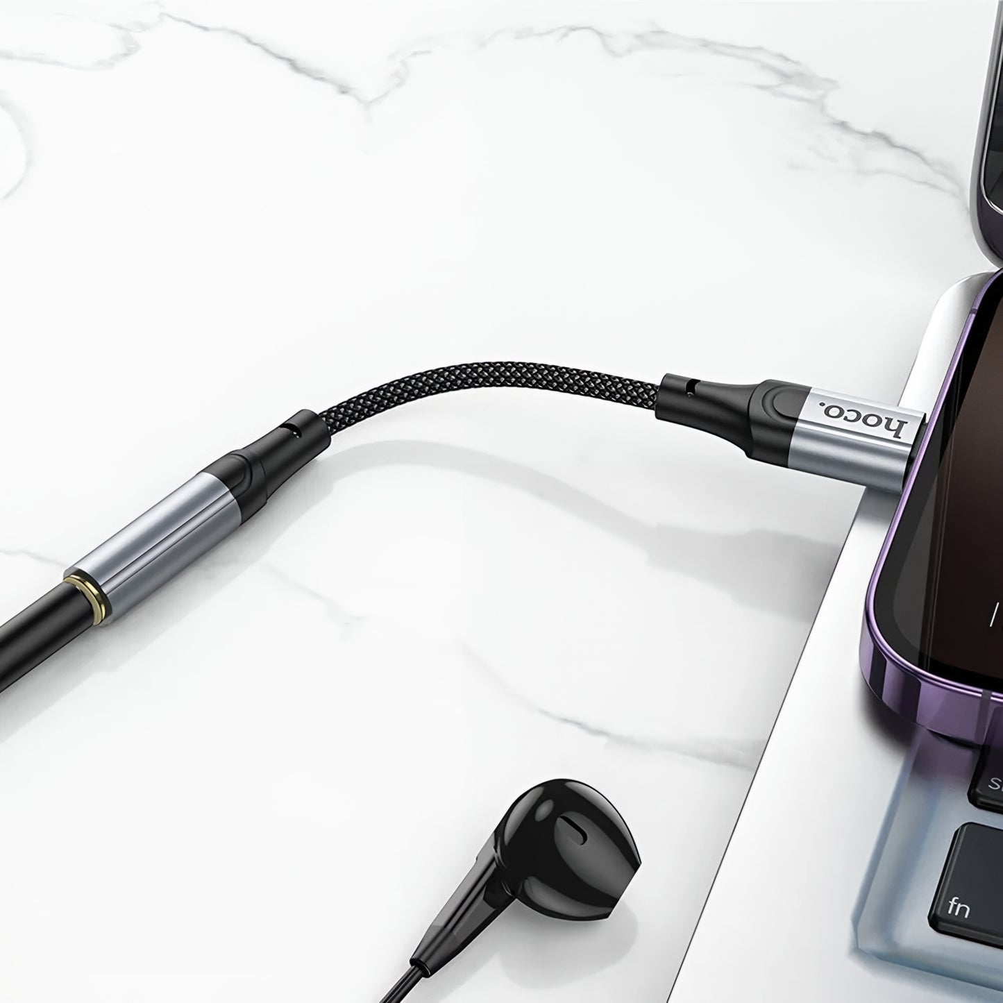 Adaptor Audio Lightning - 3.5mm HOCO LS36A, Gri