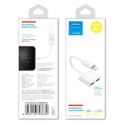 Adaptor Audio Lightning - 2 x Lightning Joyroom S-Y104, Alb