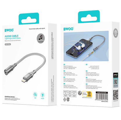 Adaptor Audio Lightning - 3.5mm BWOO BZ66, Gri