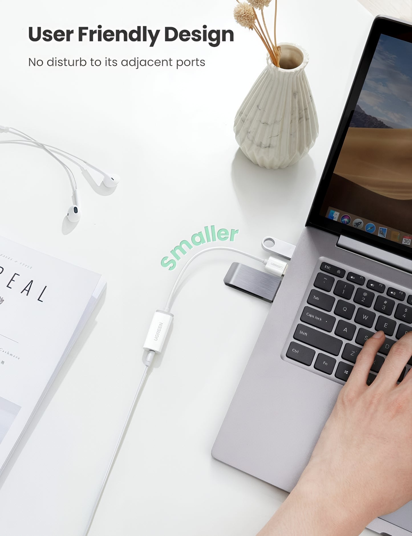 Adaptor Audio UGREEN US206, USB-A - 3.5mm, Alb