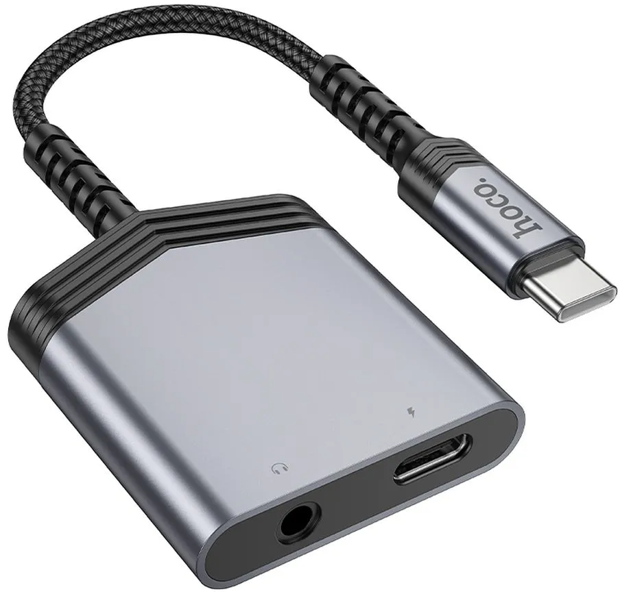 Adaptor Audio USB-C - USB-C / 3.5mm HOCO LS39, Negru