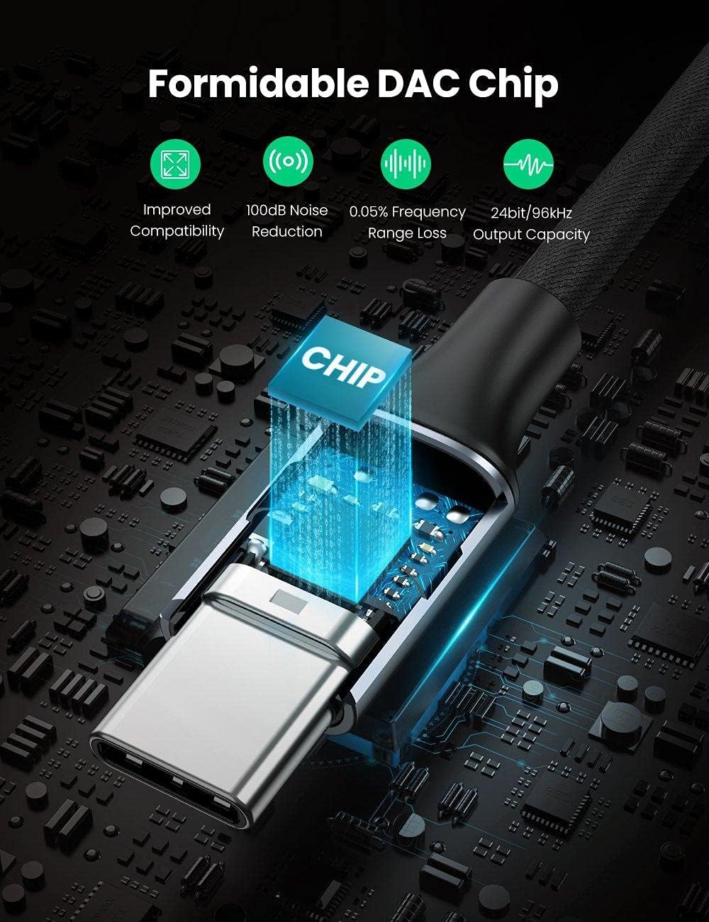 Adaptor Audio USB-C - 3.5mm UGREEN AV161, 0.15m, Gri
