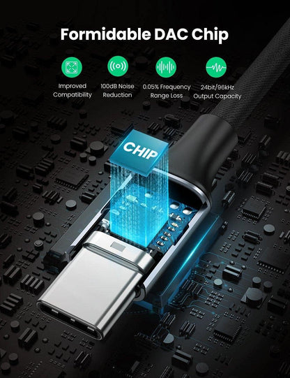 Adaptor Audio USB-C - 3.5mm UGREEN AV161, 0.15m, Gri