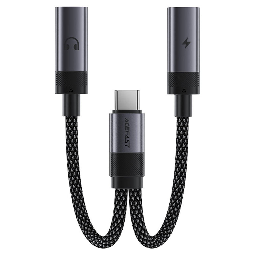 Adaptor Audio USB-C - 2 x USB-C Acefast J14, Negru