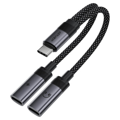 Adaptor Audio USB-C - 2 x USB-C Acefast J14, Negru
