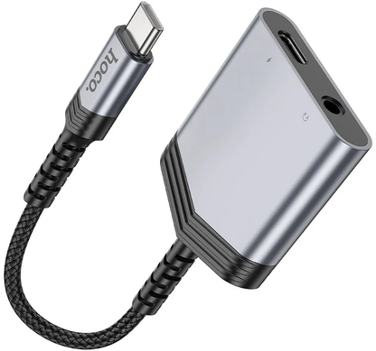 Adaptor Audio USB-C - USB-C / 3.5mm HOCO LS39, Negru