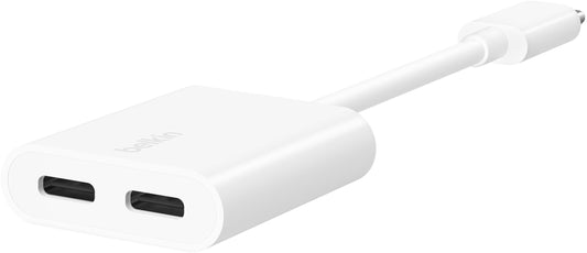 Adaptor Audio USB-C - USB-C / USB-C Belkin RockStar, Alb F7U081btWH