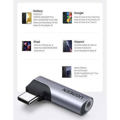 Adaptor Audio USB-C - 3.5mm UGREEN CM460 (20194) Angled, Gri