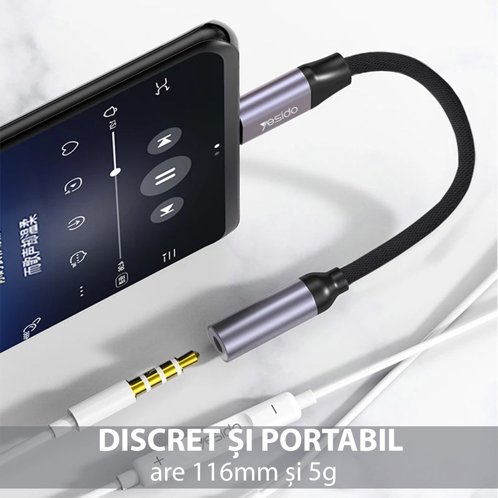 Adaptor Audio USB-C - 3.5mm Yesido YAU19, Negru