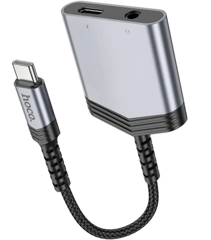Adaptor Audio USB-C - USB-C / 3.5mm HOCO LS39, Negru