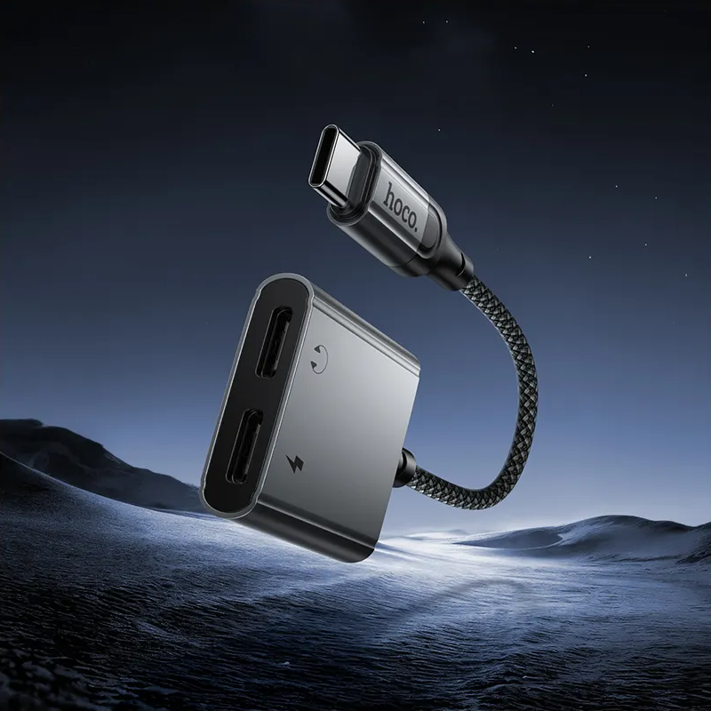 Adaptor Audio USB-C - USB-C / USB-C HOCO UPA34A, Gri
