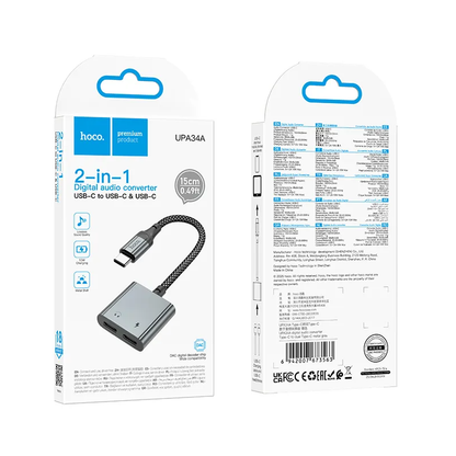 Adaptor Audio USB-C - USB-C / USB-C HOCO UPA34A, Gri