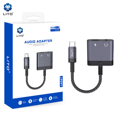 Adaptor Audio USB-C - USB-C / 3.5mm Lito LA04T, Negru