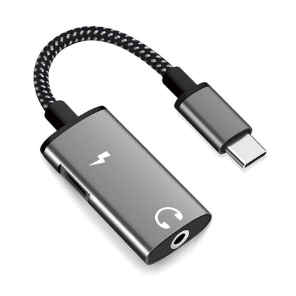 Adaptor Audio USB-C - USB-C / 3.5mm Techsuit AC22 AcustiCore, Gri